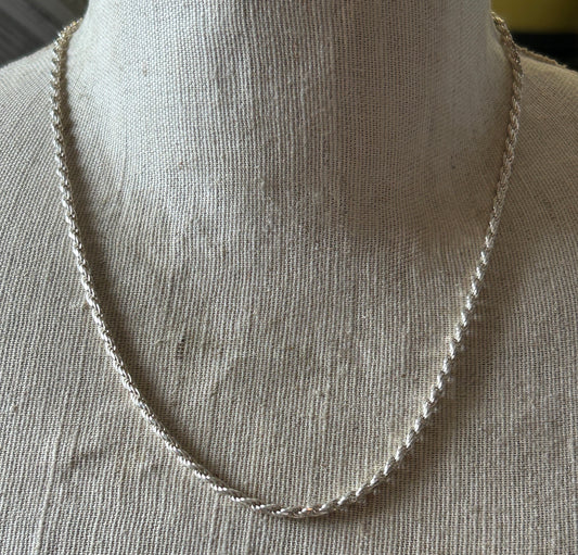 Sterling Silver 925 Twist Chain Necklace 20" Long