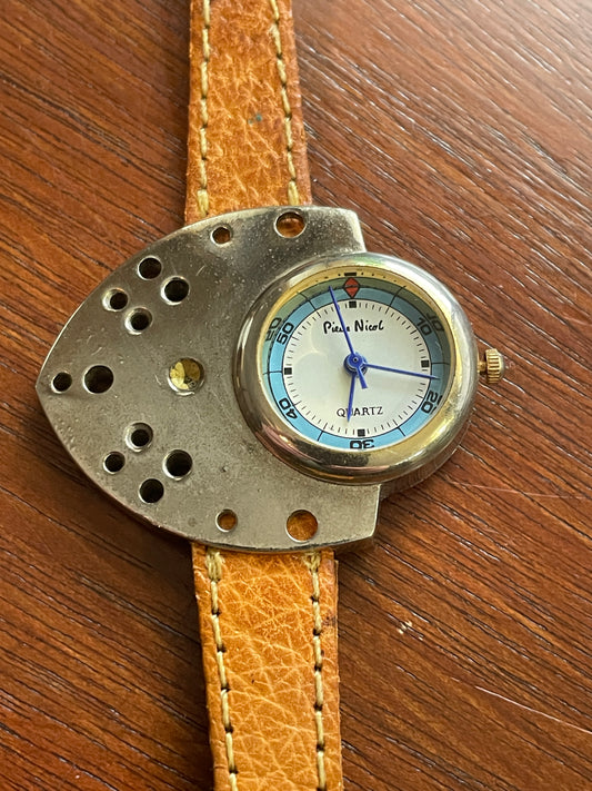 Vintage Piere Nicol Watch Genuine Pigskin Made in Hong Kong