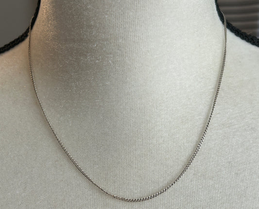 14k White Gold Thin Chain Length Necklace 18" Long