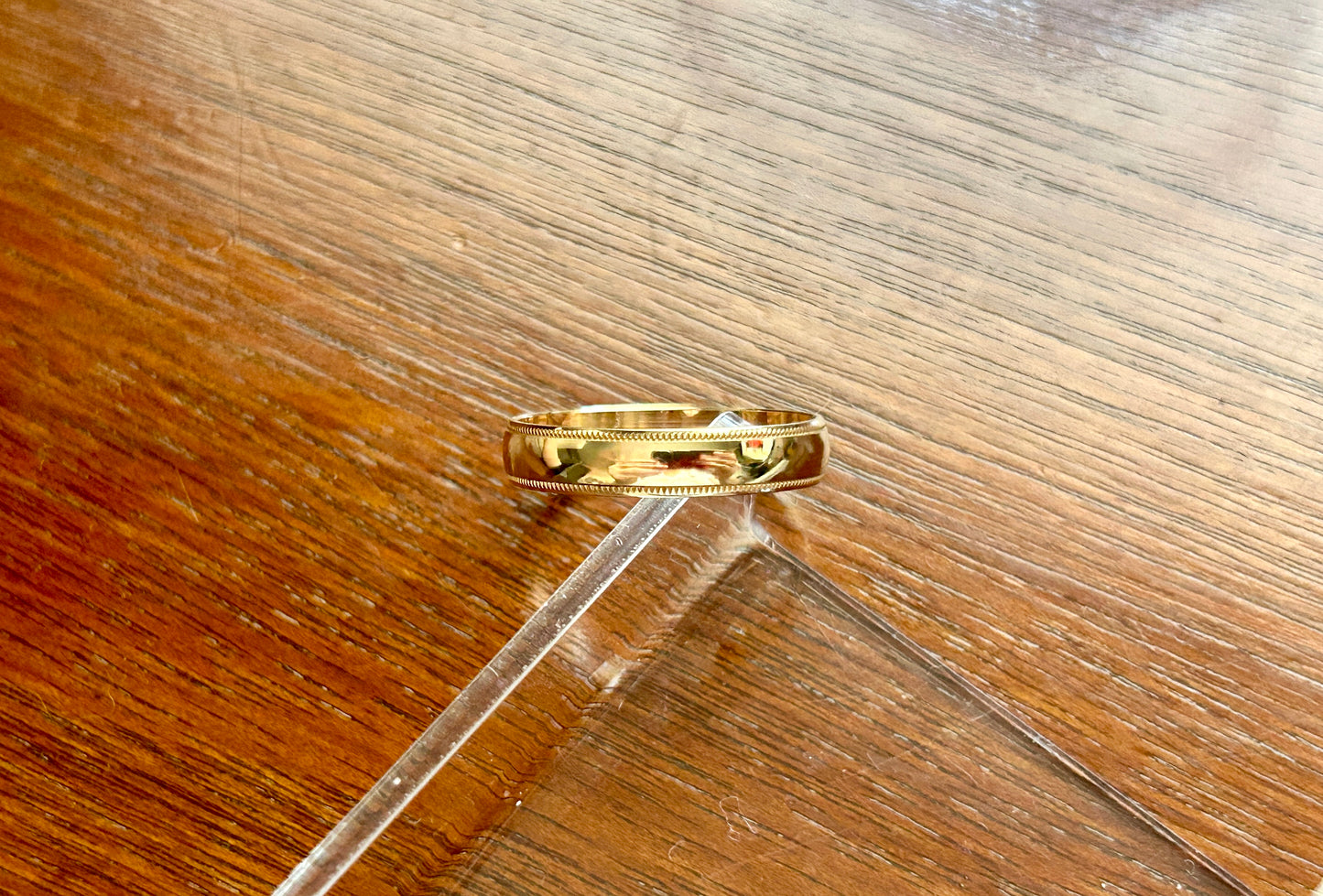 Vintage 14k Yellow Gold Wide Ribbed Edge Wedding Band Ring Sz 8.75 Benchmark