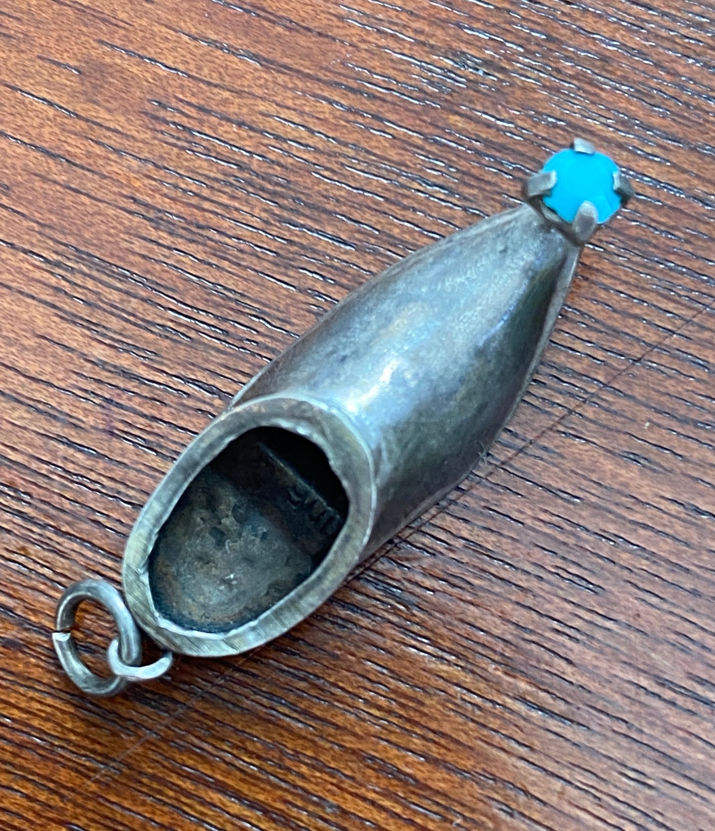 Vintage 900 Silver Turquoise Slipper Shoe Charm