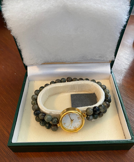 Connemara Marble Ireland Bead Ladies Wristwatch Stretch Quartz