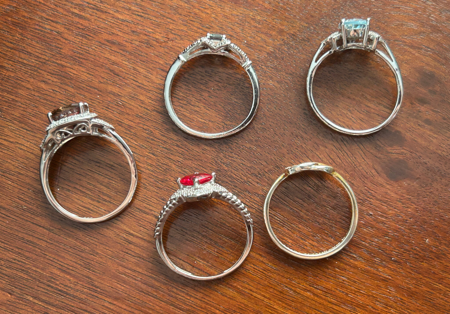 Lot of 5 Avon Sterling Silver 925 Rings All Sz 10 Cocktail Rhinestone Stones