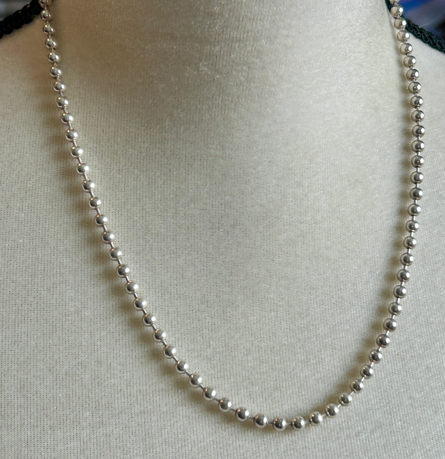 Sterling Silver 925 Ball Bead Chain Necklace 20.5" Long x 4mm Wide Weighs 22.3g