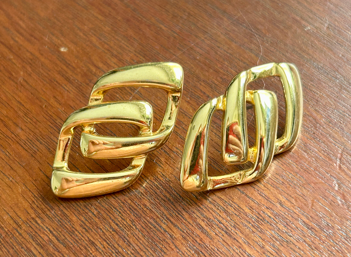 Vintage Signed Napier Gold Tone Pierced Earrings