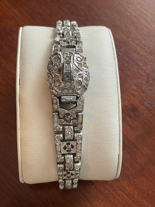 Vintage Art Deco Baldwin Women's Wrist Watch Silver Tone 17 Jewels
