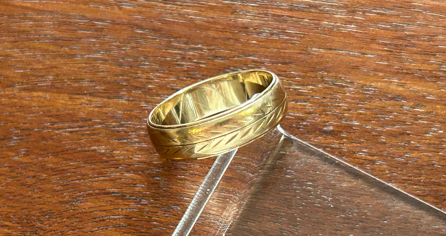 Vintage Wheat Design Mens 14k Yellow Gold Wedding Band Ring Sz 10 Keepsake