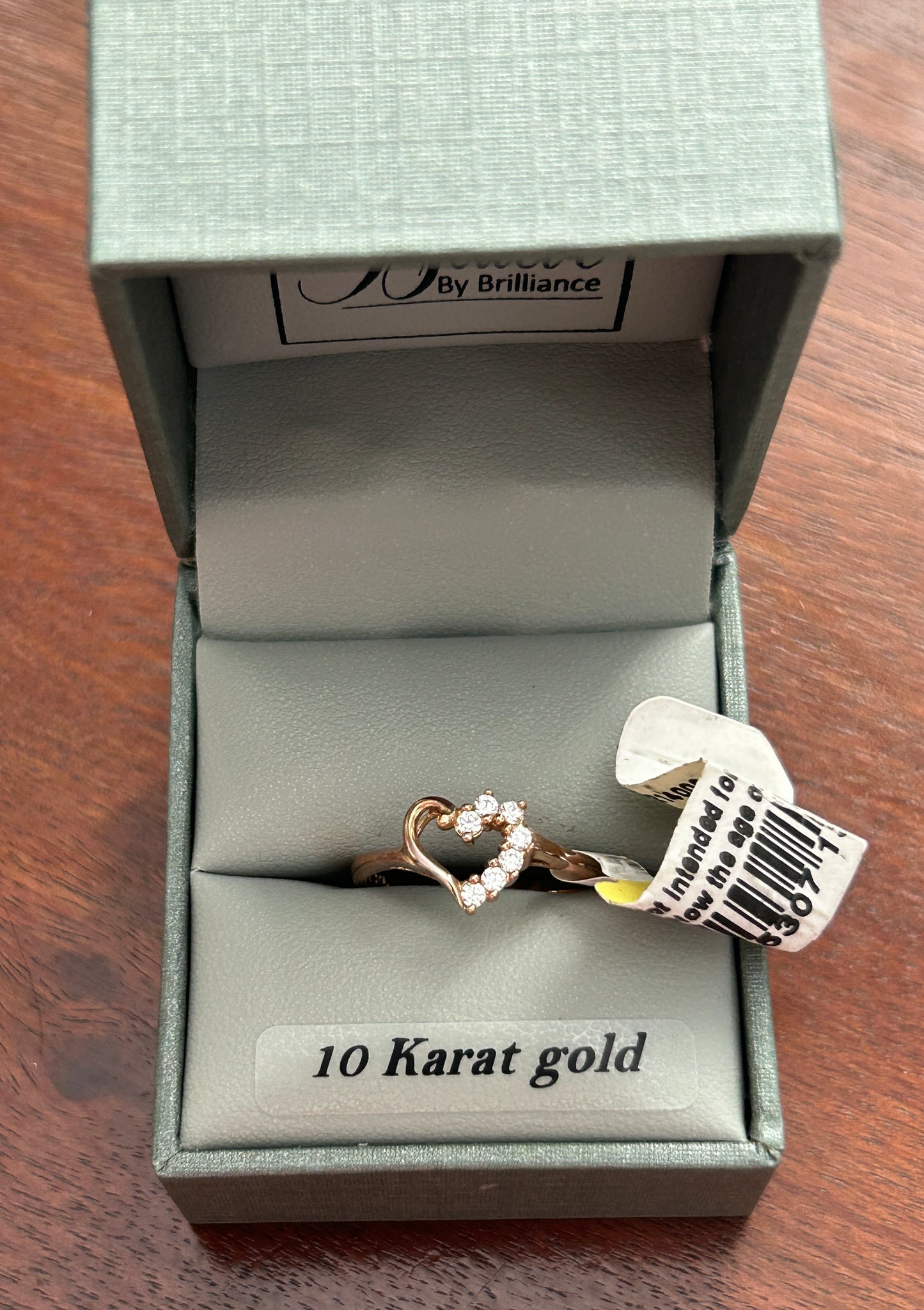 10k Yellow Gold CZ .15ctw Cubic Zirconia Open Heart Ring Sz 6.75