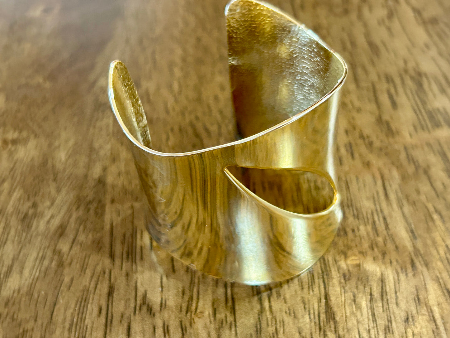 Vintage Gold Tone Wide Modern Cuff Bracelet