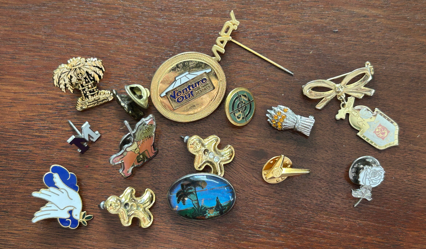 Vintage Pin Pinback Brooch Lot Silhouette Enamel Rhinestone