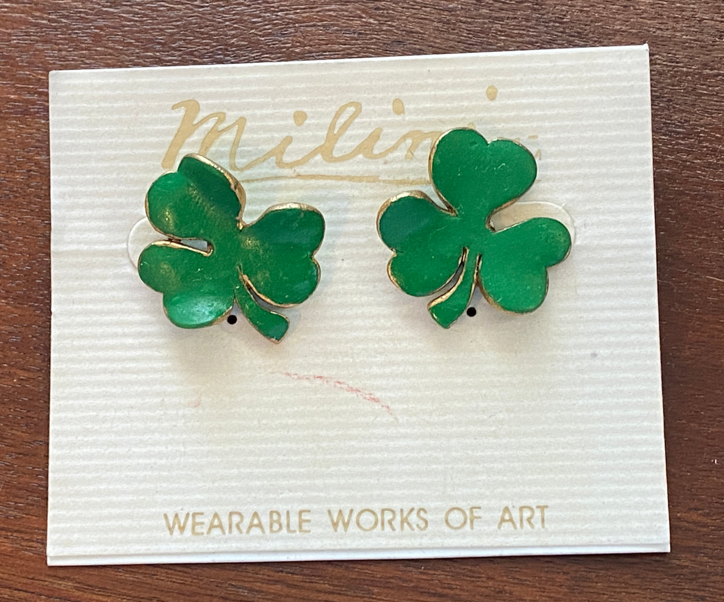 Vintage Milini 3 Leaf Clover Pierced Earrings