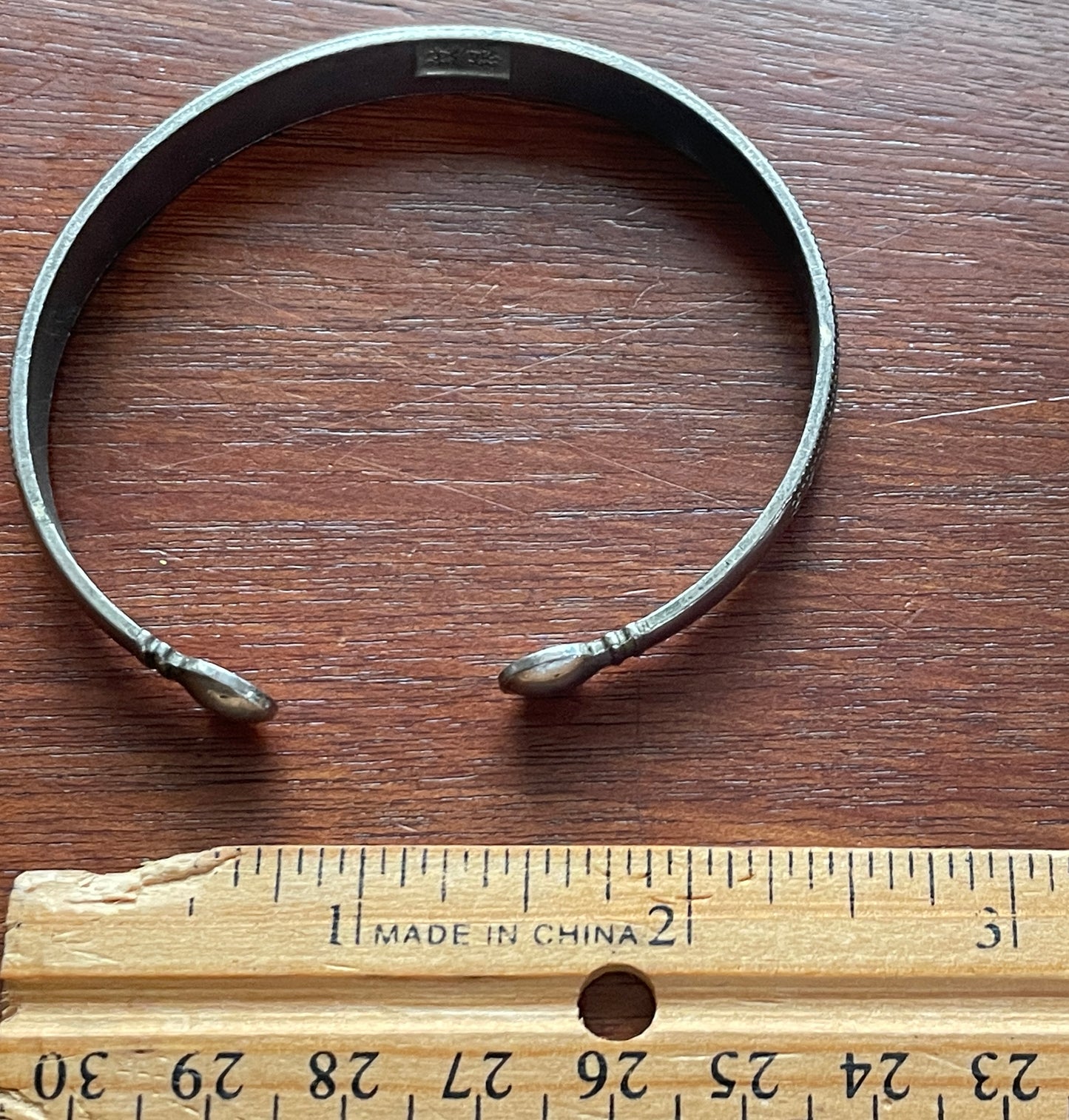 Vintage Silver Tone Bohemian Engraved Bangle Bracelet