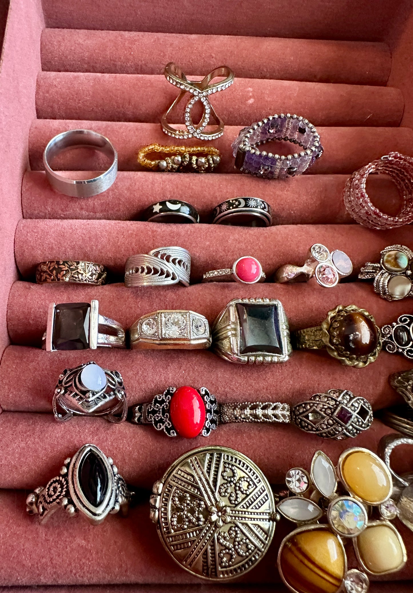 Vintage to Now Ring Lot Costume Fashion Cocktail Cabochon Rhinestone Band