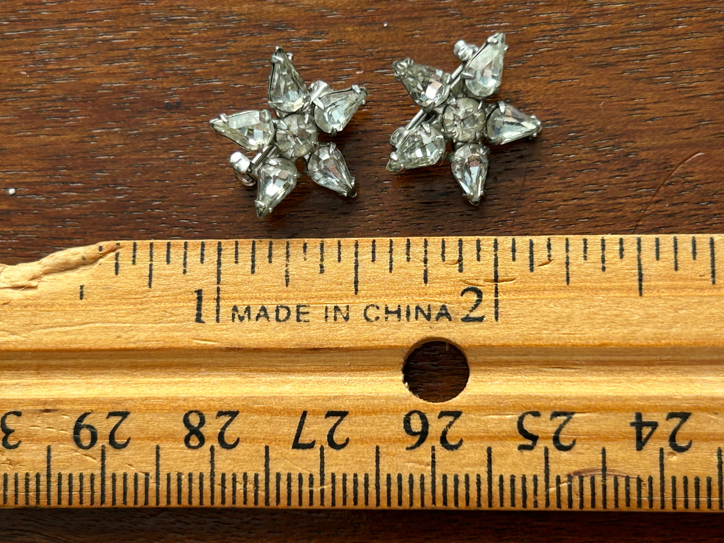 Vintage Lot Set of 2 Silver Tone Rhinesetone Star Small Brooches Pins Pat Pend