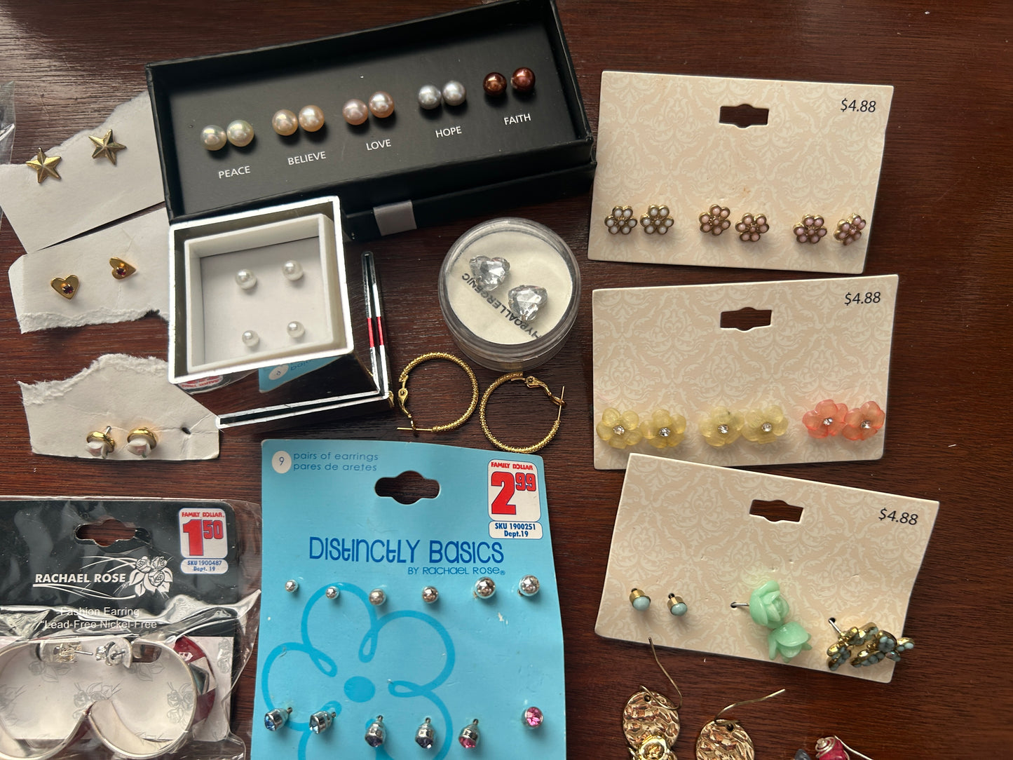 Contemporary Pierced Earring Lot Faux Pearl Stud Hoop Rhinestone & More