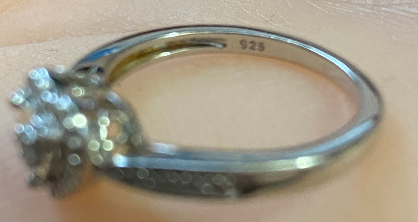 Sterling Silver 925 Diamond Heart Ring Sz 6.75 Signed SUN