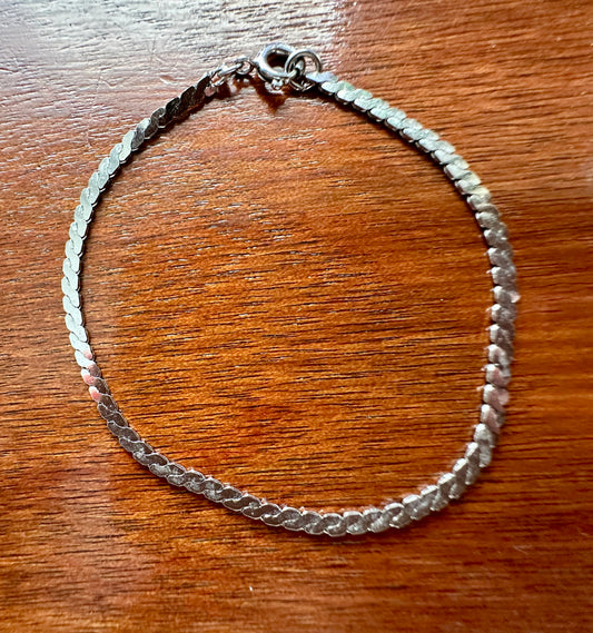 Vintage Childs Sterling Silver 925 Flat Chain Bracelet 6" Long