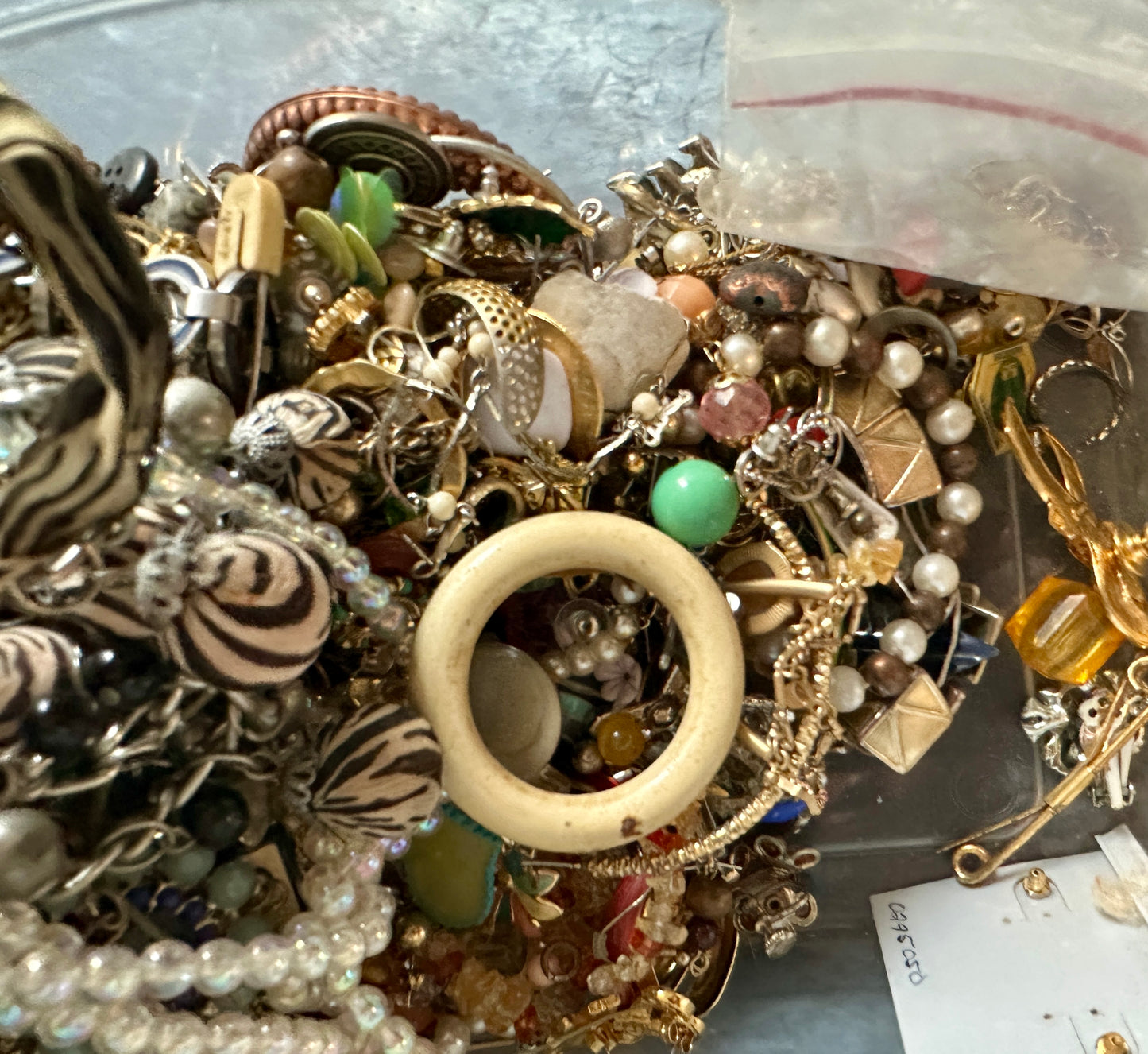 Jewelry Craft Harvest Lot Vintage Contemporary Rhinestone Beads AB Over 5lbs Gold Silver Tone