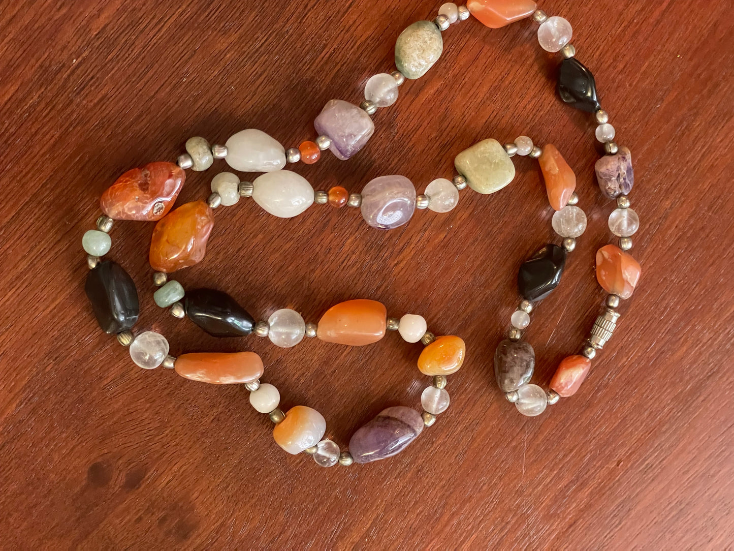 Multi Colored Polished Agate Stone Necklace