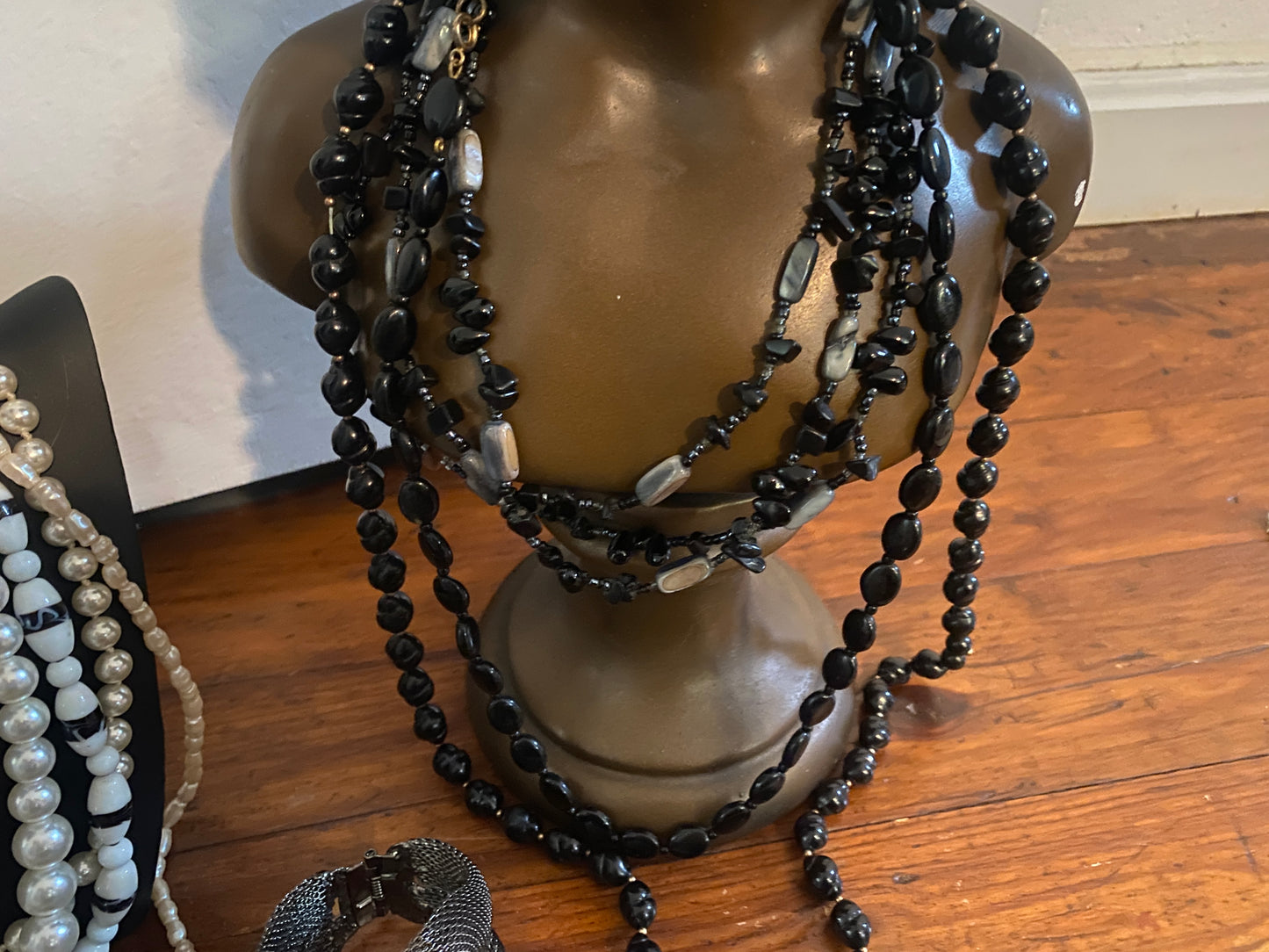 Vintage to Now Jewelry Lot Black White Gray Faux Pearl Mother of Pearl Bead