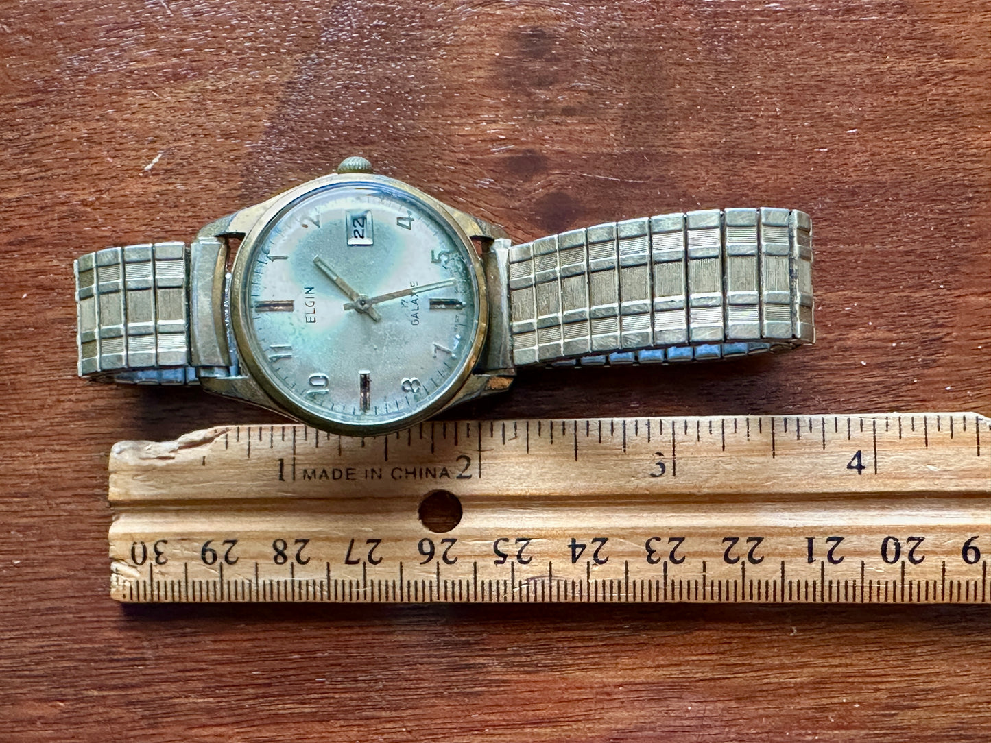 Vintage Elgin Galaxie 17j Manual Wind Day Date Watch Wristwatch 10k Rolled Gold