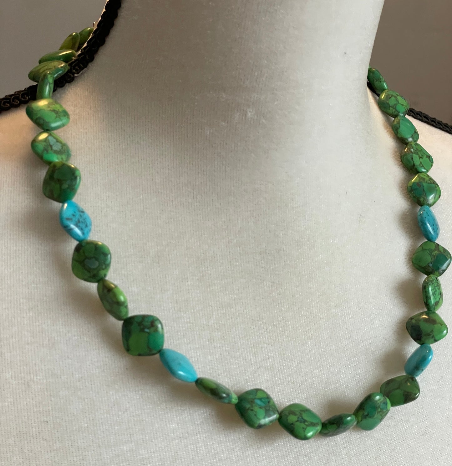 Vintage Turquoise Beads and Sterling Silver Necklace