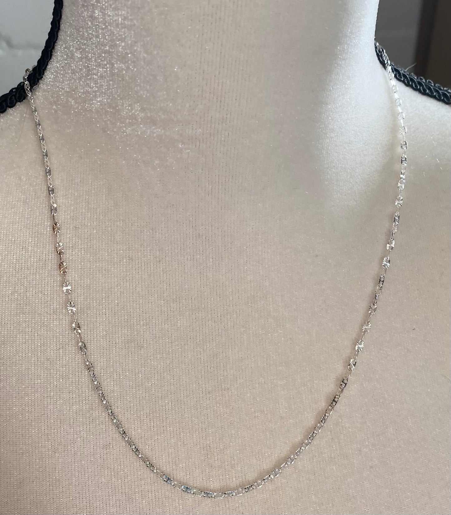 Sterling Silver 925 Faceted Anchor Chain Fancy Link Necklace 20" Long.