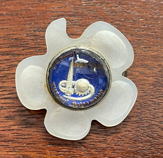 Vintage 1939 New York World's Fair Theme Building Mother of Pearl Pin