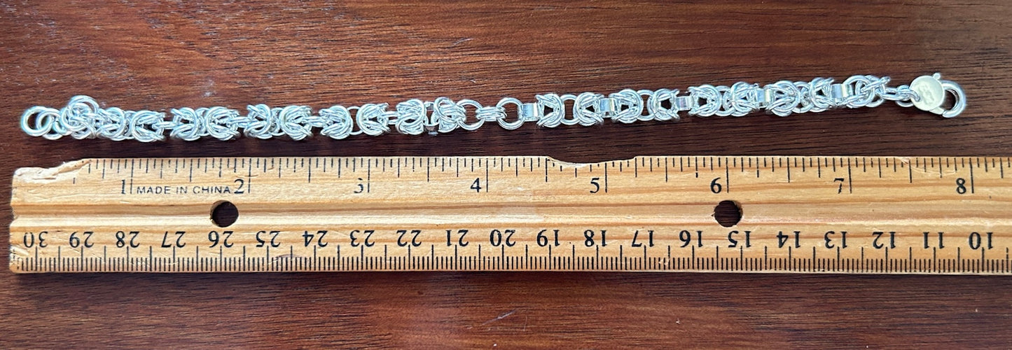 Silver Tone Byzantine Chain Length Bracelet 8" Long