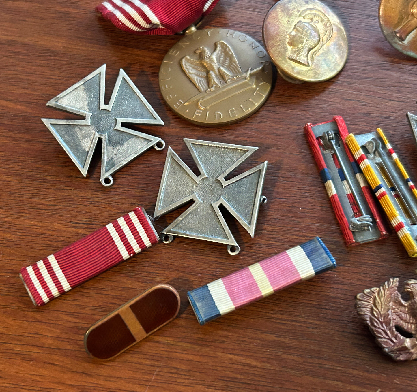 Mixed Lot of Vintage Military Badges Ribbons Buttons