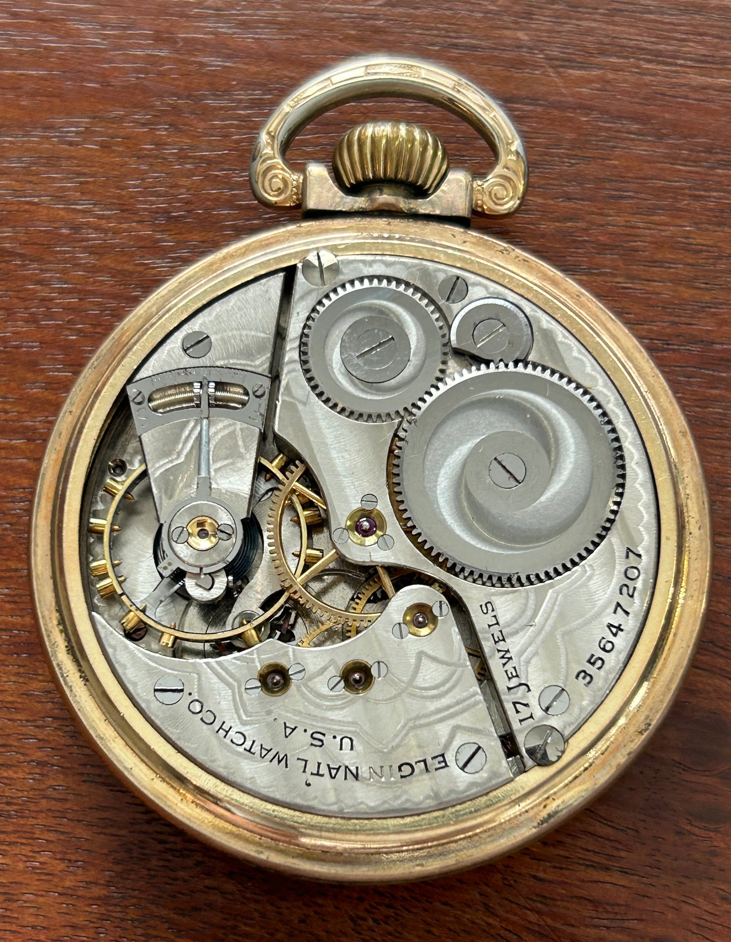 Antique 1935 Elgin Rolled Gold Pocket Watch Grade 387 16s 17j