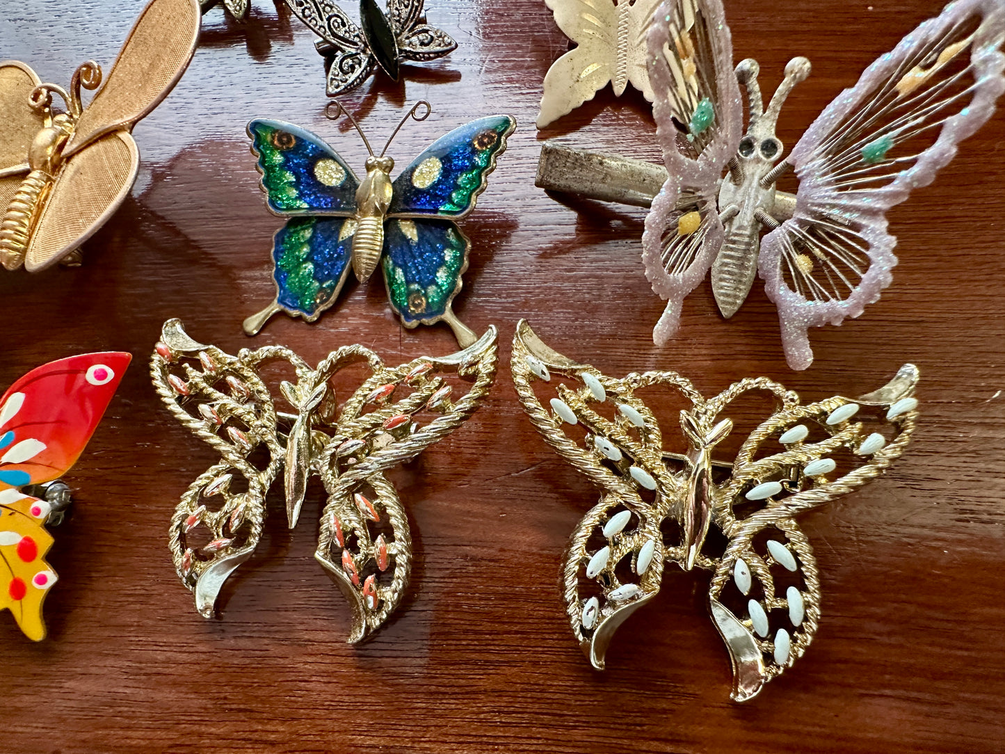 Vintage Butterfly Dragonfly Brooch Pin Lot Enamel Gold Silver Tone Rhinestone