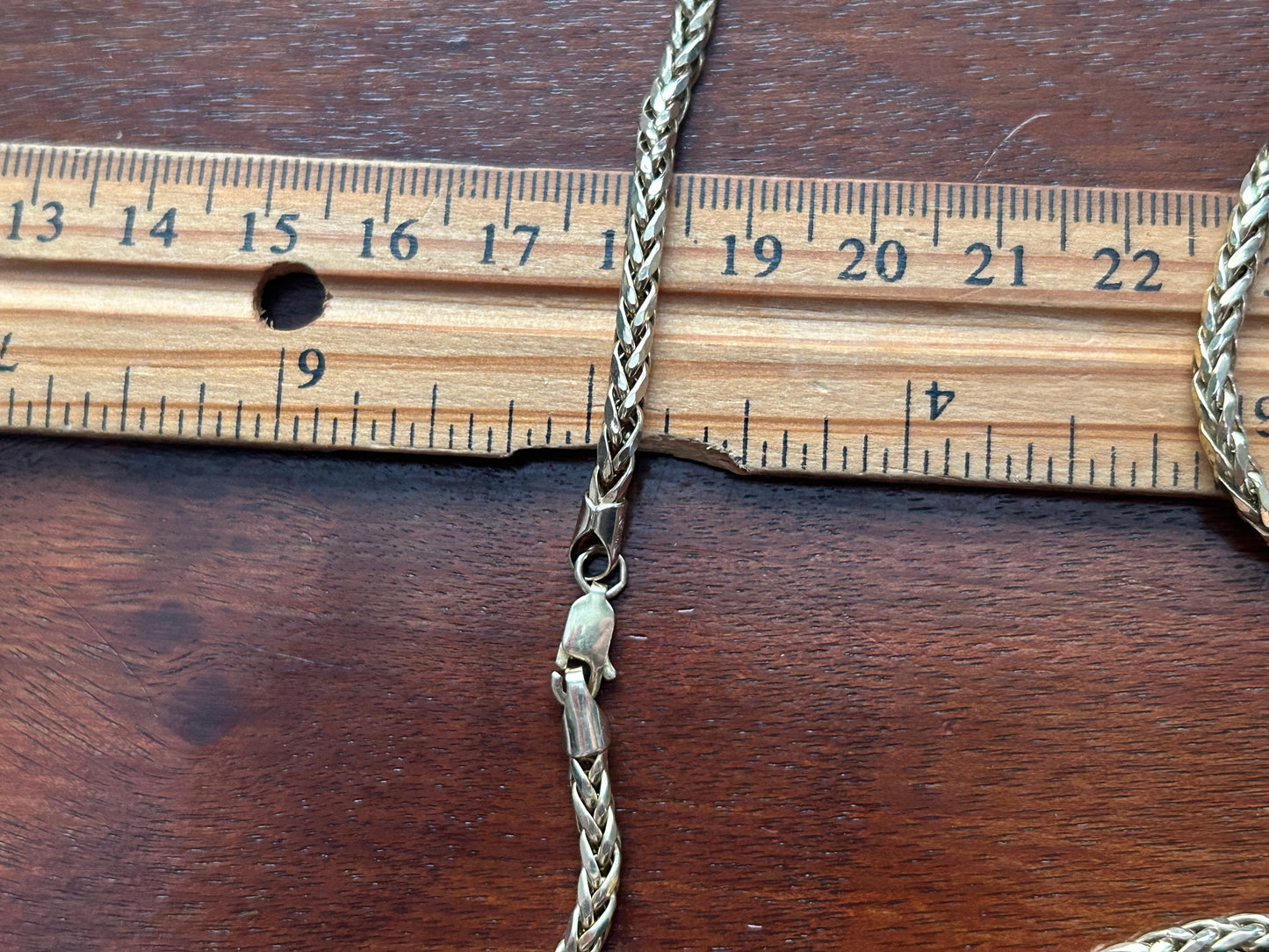 10k Yellow Gold 3.5mm Wide x 22.5" Long Wheat Chain Necklace