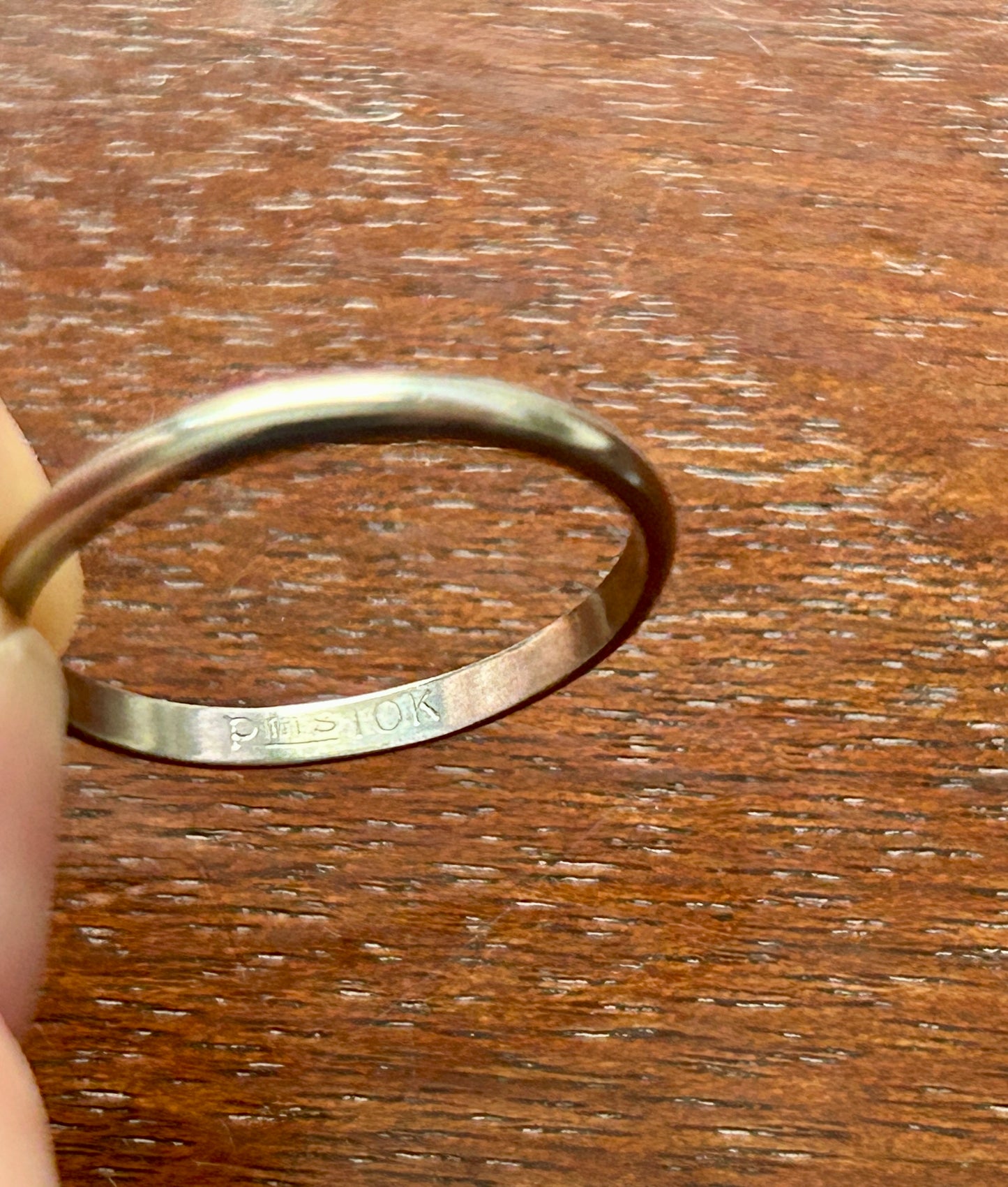 Vintage 10k White Gold Thin Wedding Band Ring Sz 7.25 Signed PMS