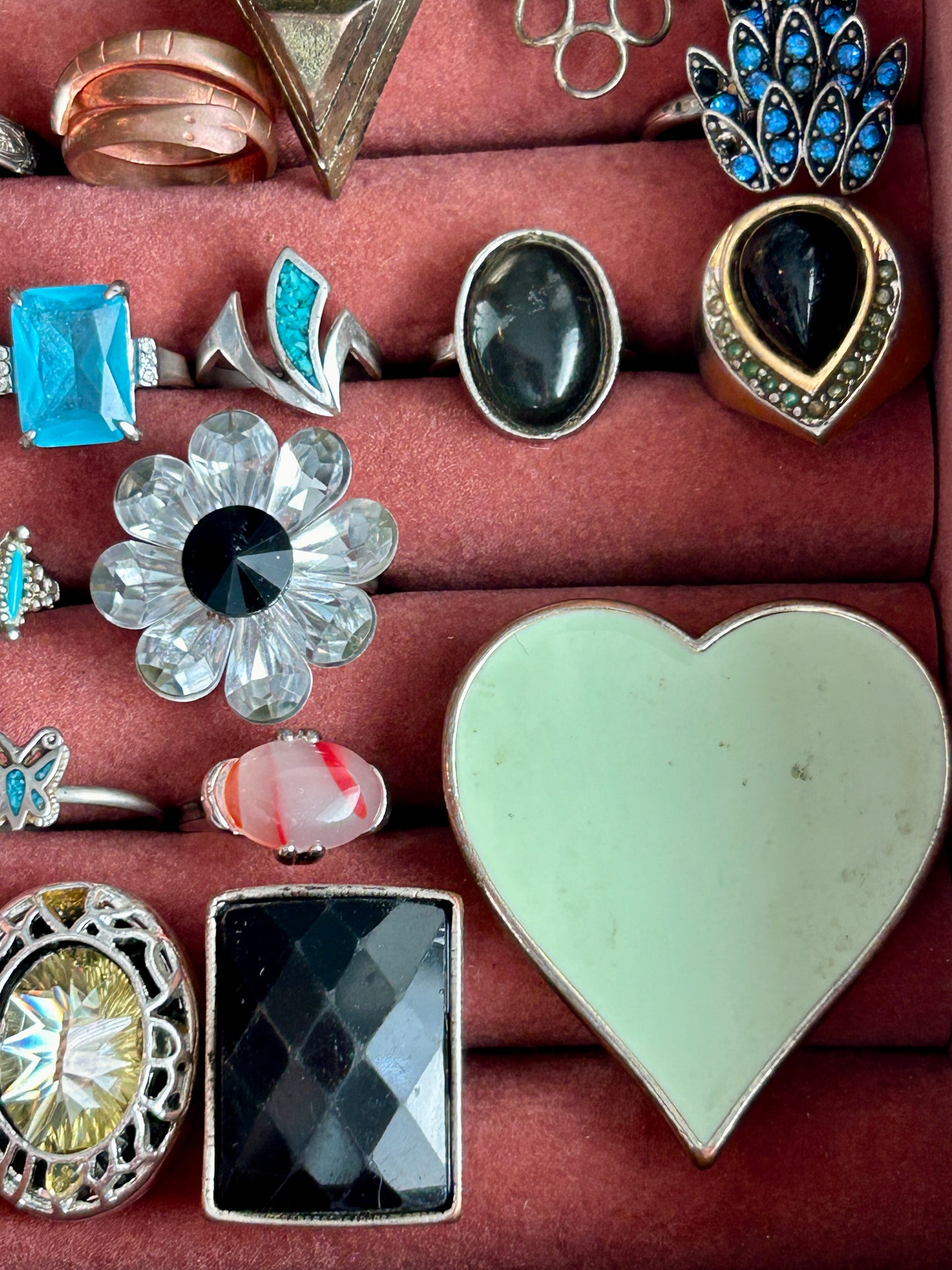 Vintage to Now Fashion Costume Cocktail Ring Lot Southwest Faux Turquoise & More