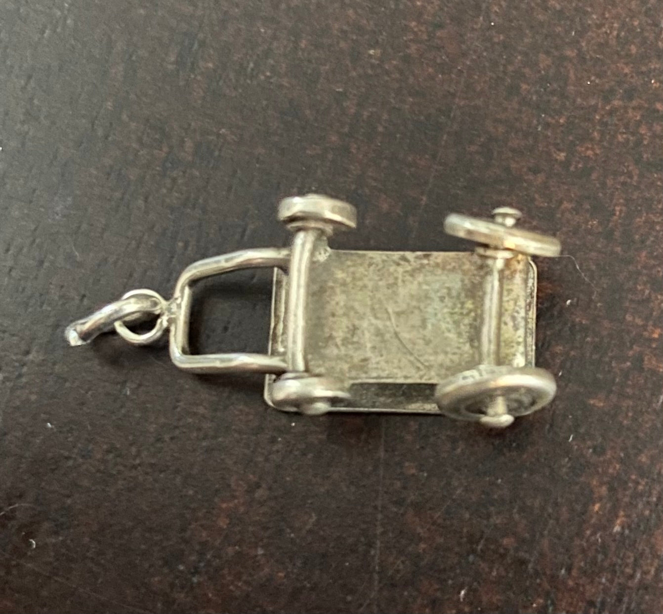 Sterling Silver 925 Cart Wagon Charm Moving Wheels