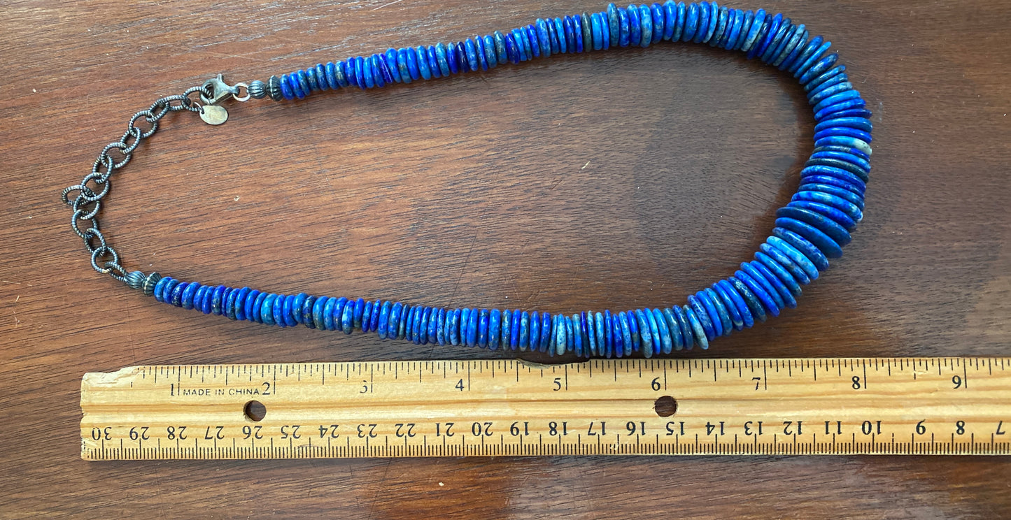 Carolyn Pollack Relios Lapis Graduated Disc Heishi Necklace