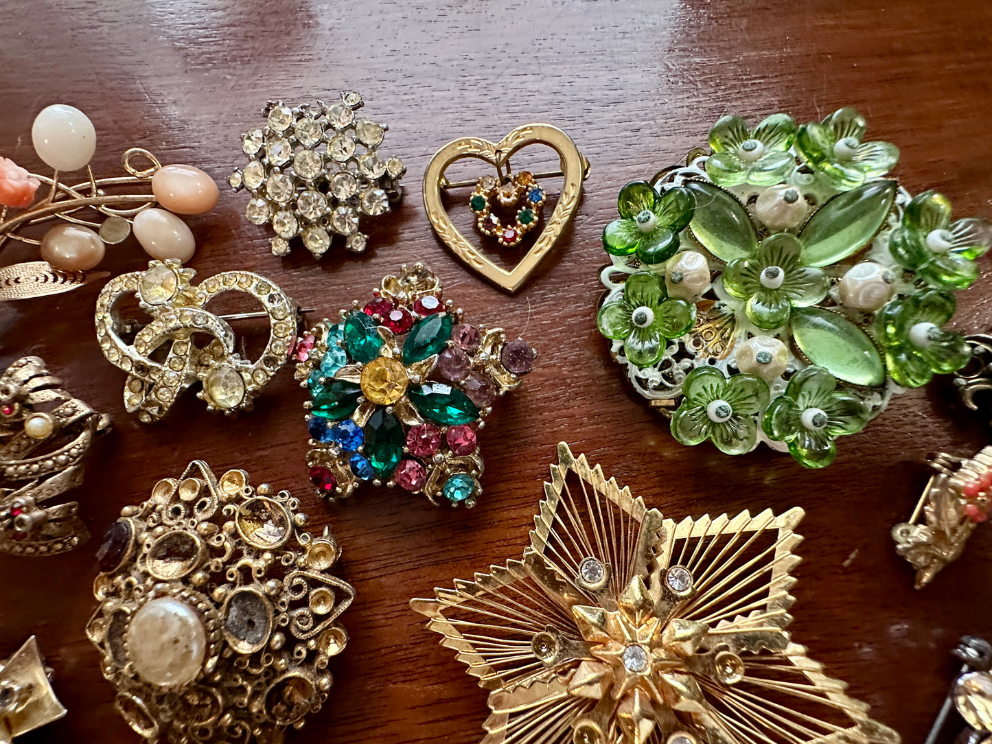 Vintage Brooch Harvest Craft Repair Lot Rhinestones Beads Florenza Art Napier