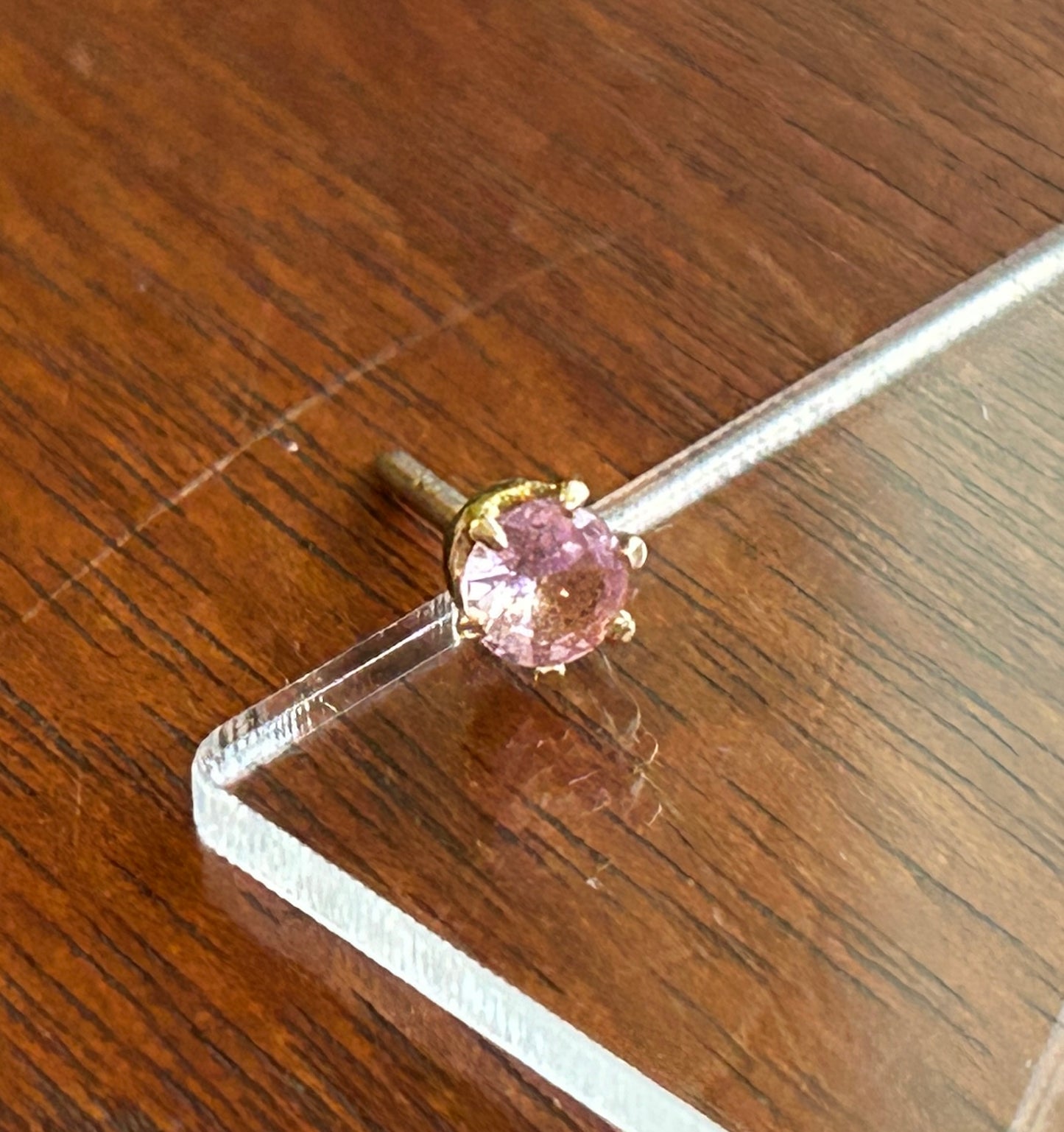 Vintage 14k Yellow Gold .25ct Pink Tourmaline SINGLE EARRING