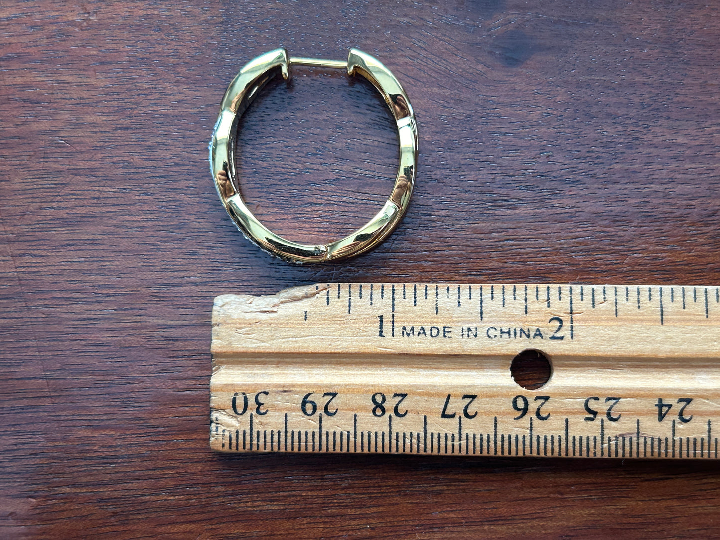 18k Yellow Gold over Brass Brown and White Crystal Large Hoop Earrings