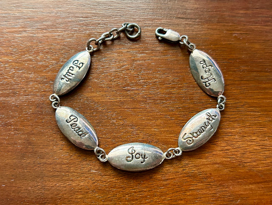 Sterling Silver 925 Fruitage of the Spirit Chain Link Bracelet