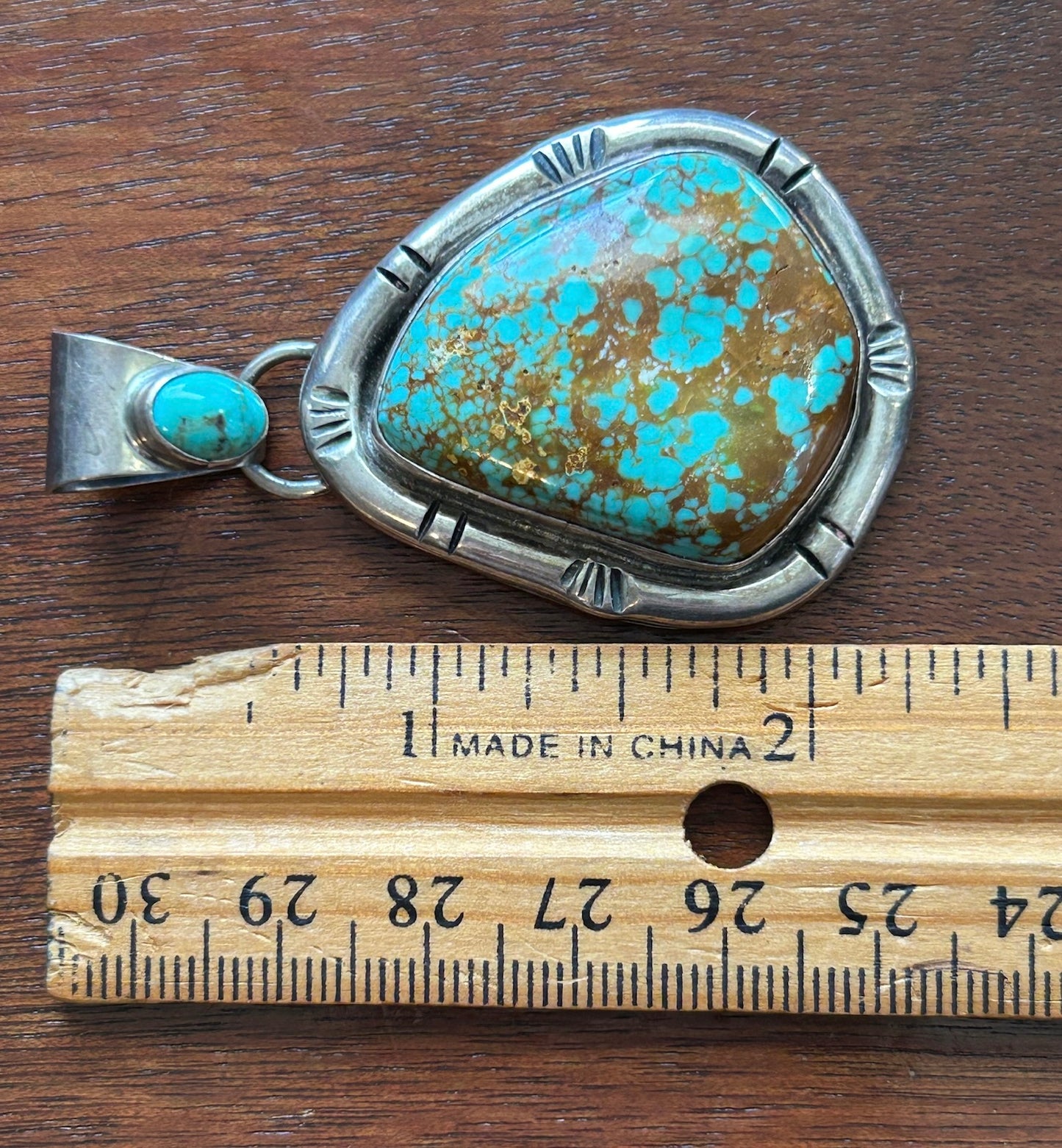 Vintage Sterling Silver 925 & Turquoise Large Pendant Southwestern