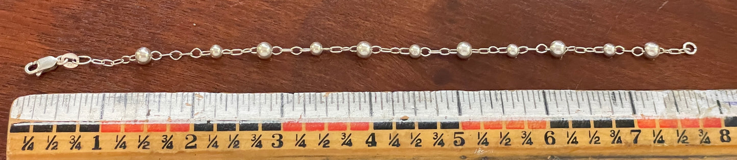 Vintage Sterling Silver Ball and Link Chain Bracelet