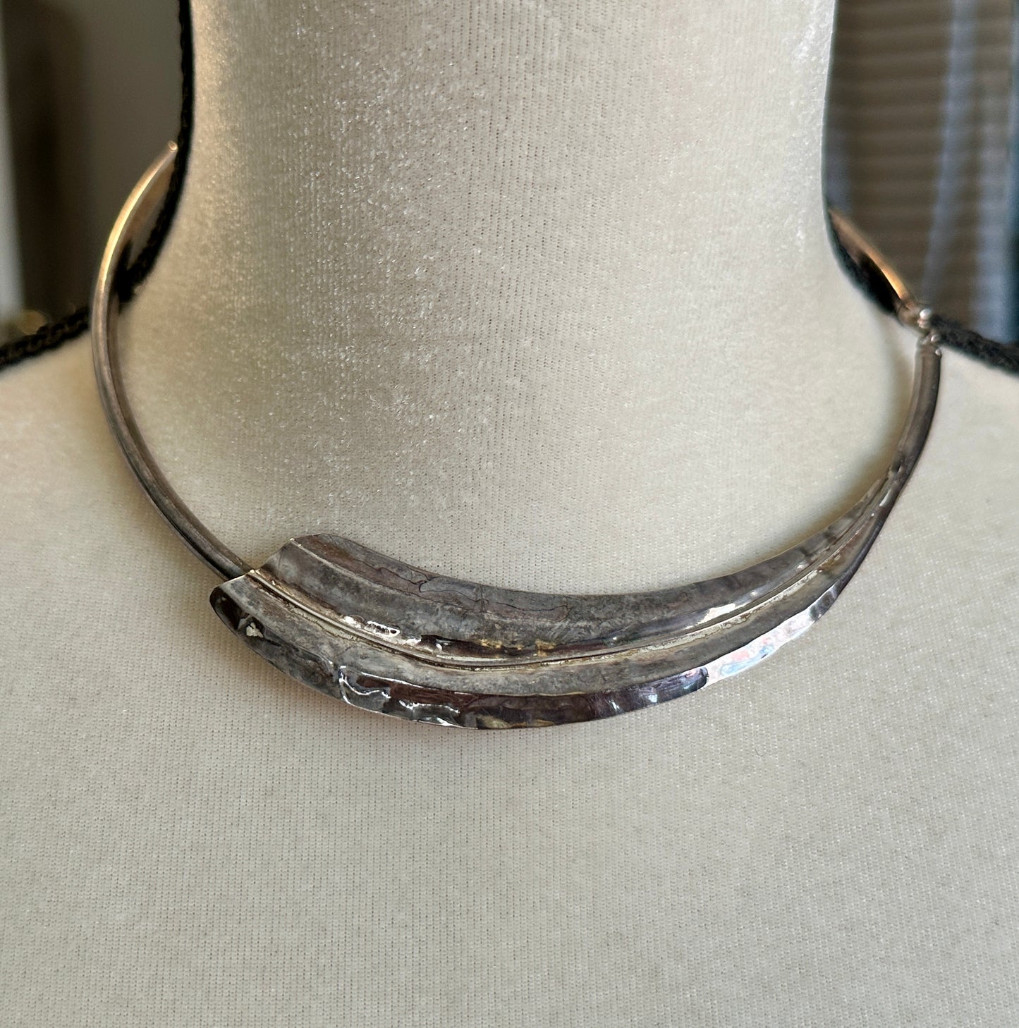 Sterling Silver 925 Modern Modernist Tube Collar Necklace