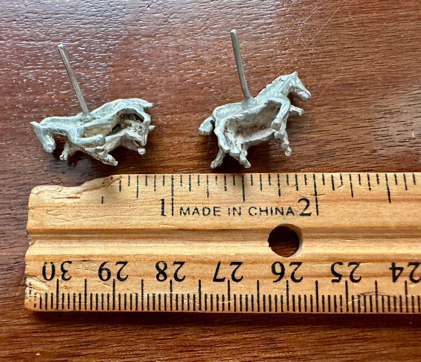 Vintage Unmarked Silver Large Horse Stud Pierced Earrings