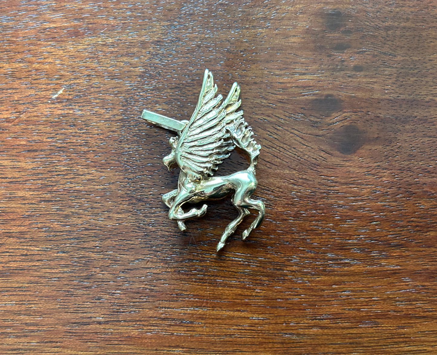 14k Yellow Gold HEAVY Pegasus Winged Horse Pendant