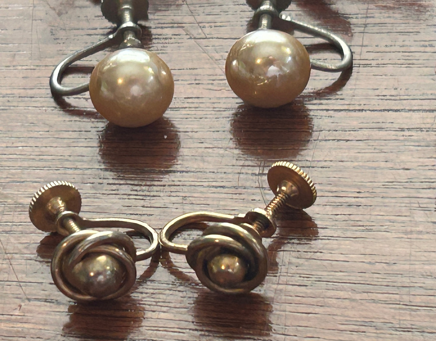 Vintage Screwback Earrings Earring Lot Enamel Silver Gold Tone Faux Pearl