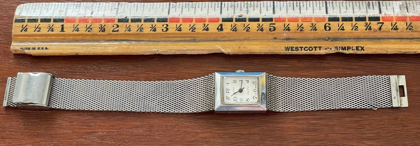 Vintage Timex Electric Woman's Wide Mesh Wristwatch Watch