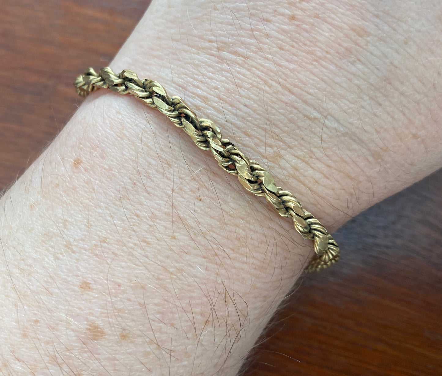 14k Yellow Gold Hollow Link Twist Rope Chain Bracelet 5.5g