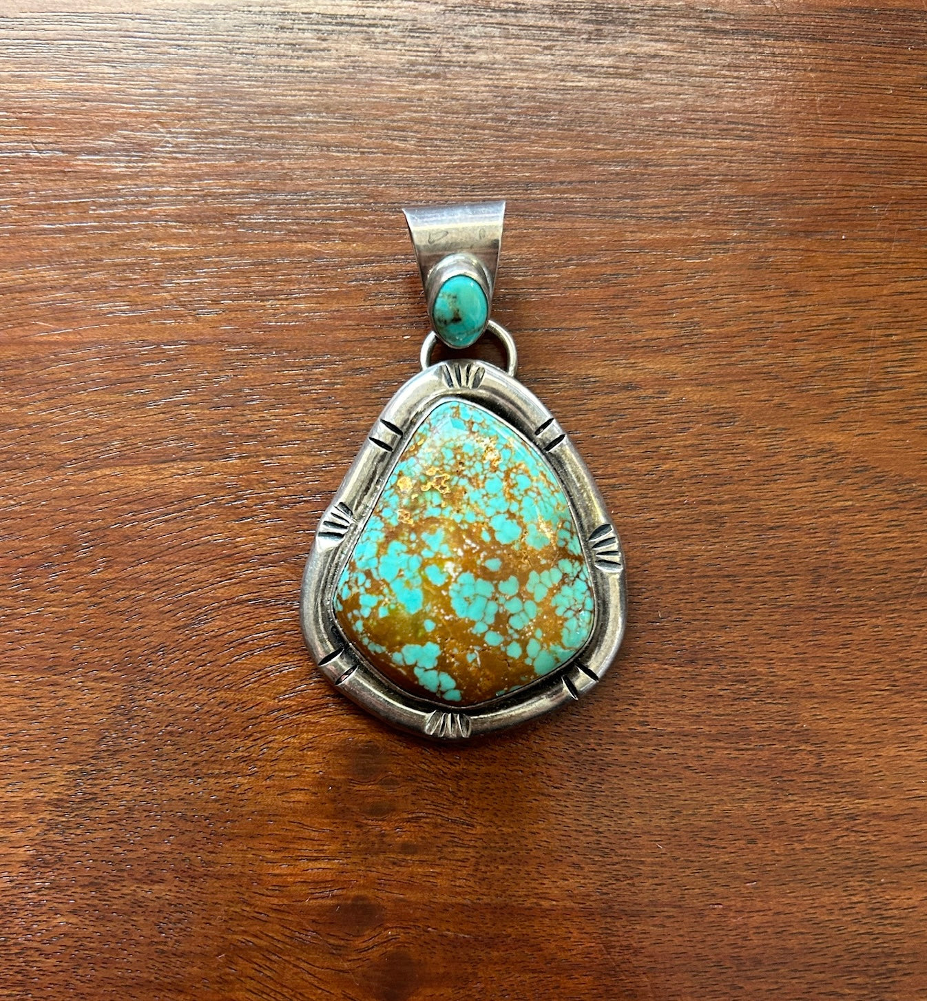 Vintage Sterling Silver 925 & Turquoise Large Pendant Southwestern